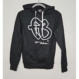 FUBU Mens Black Graphic Logo Pullover Streetwear Hoodie Size XS NWOT